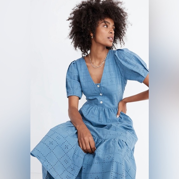 Madewell Blue Midi Dress - Picture 3 of 10